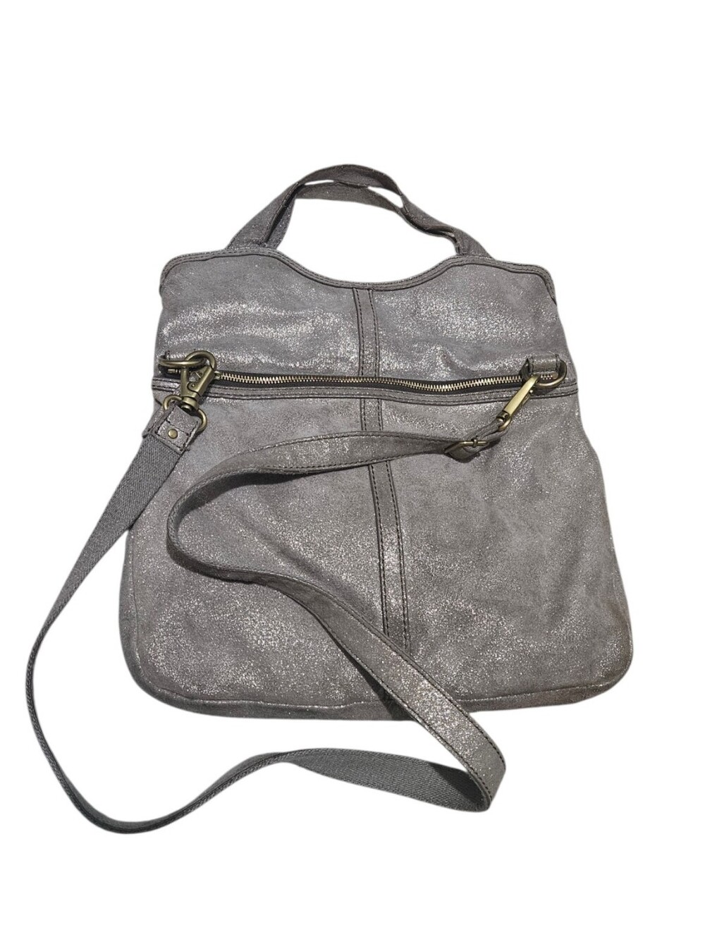 Fossil Erin Foldover Metallic Tote Purse